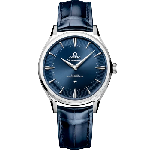 140.13.39.21.03.001 - 39.4 mm, O‑MEGASTEEL on leather strap