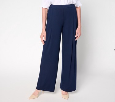 Susan Graver Essentials Regular Rayon Allure Knit Pleated Pant