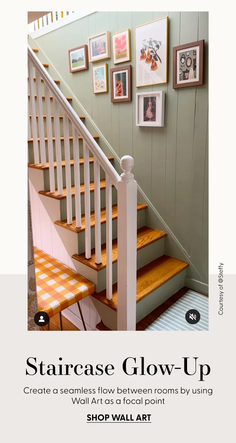 Staircase Glow-Up | Create a seamless flow between rooms by using Wall Art as a focal point | Shop Wall Art