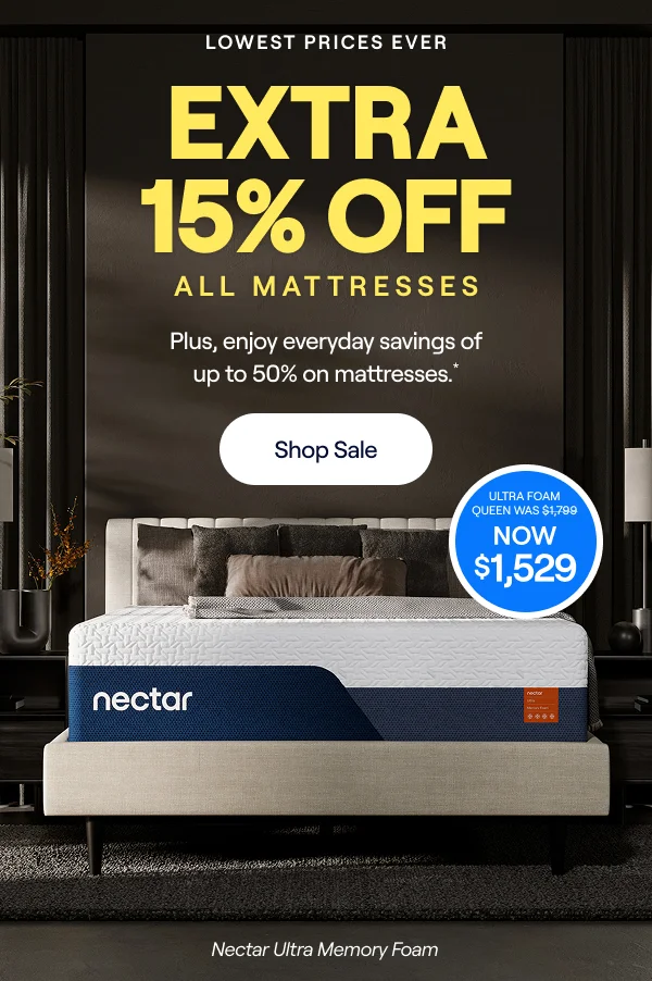 Nectar Primetime Offers: Save up to 50% on Mattresses + Take an Extra 15% Off