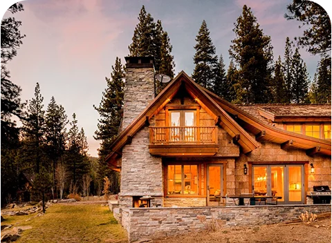 Enjoy fall colors from a cabin or treehouse.
