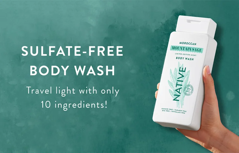 Sulfate free body wash travel light with only 10 ingredients.