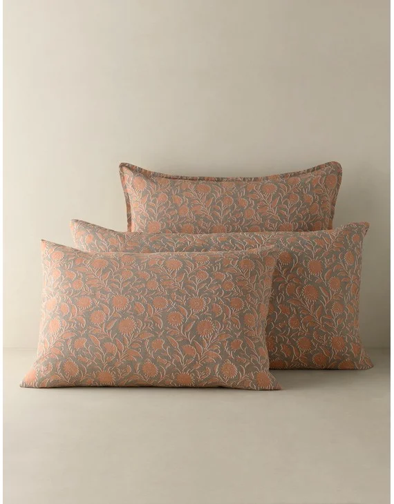 Fransen Linen Cotton Sham-Blush and Jade / Standard