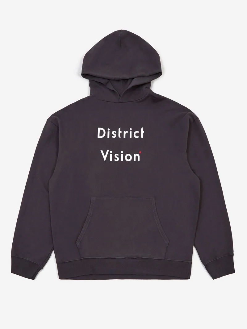 Image of District Vision California Cotton Hoodie - Black Wordmark