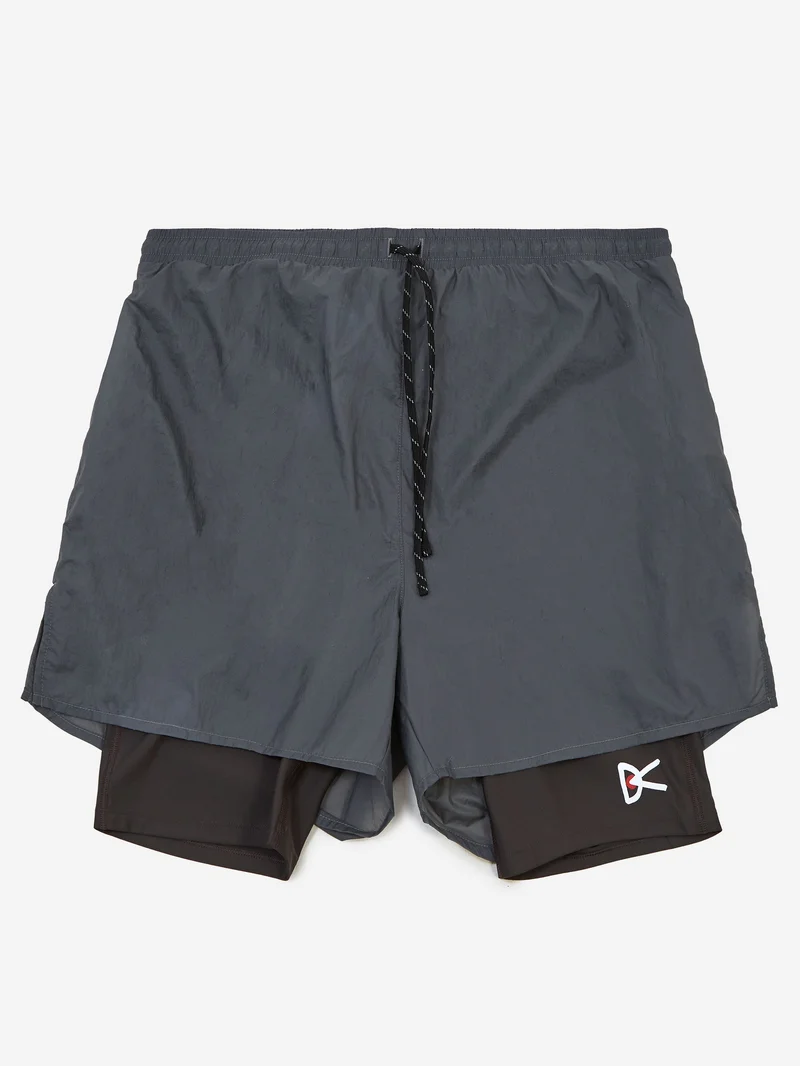 Image of District Vision Ripstop Layered Trail Shorts - Charcoal/Slate Brown