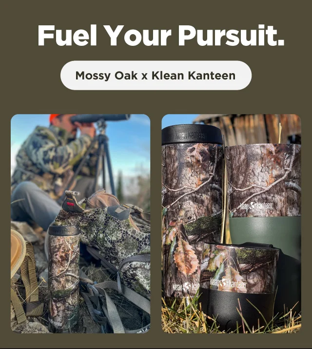 Fuel Your Pursuit. Shop Mossy Oak x Klean