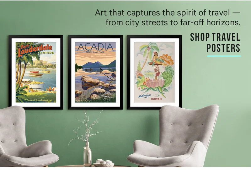 Art that captures the spirit of travel — from city streets to far-off horizons. - Shop Travel Posters