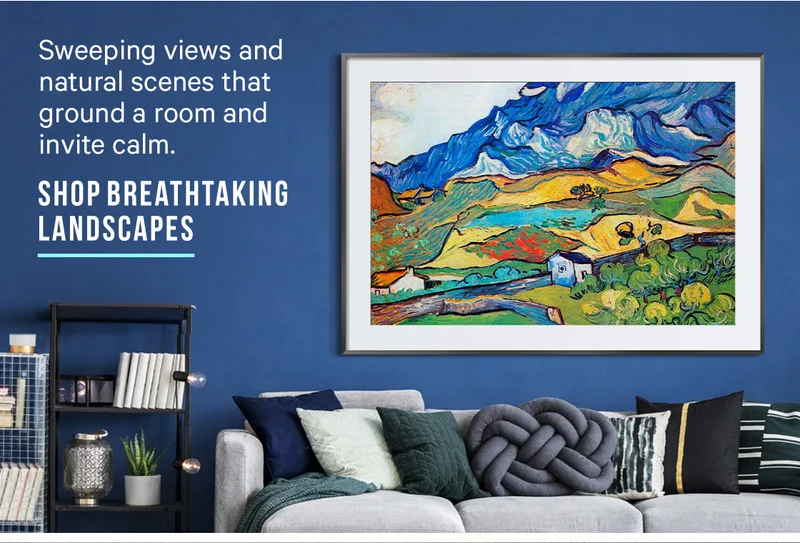 Sweeping views and natural scenes that ground a room and invite calm. - Shop Breathtaking Landscapes