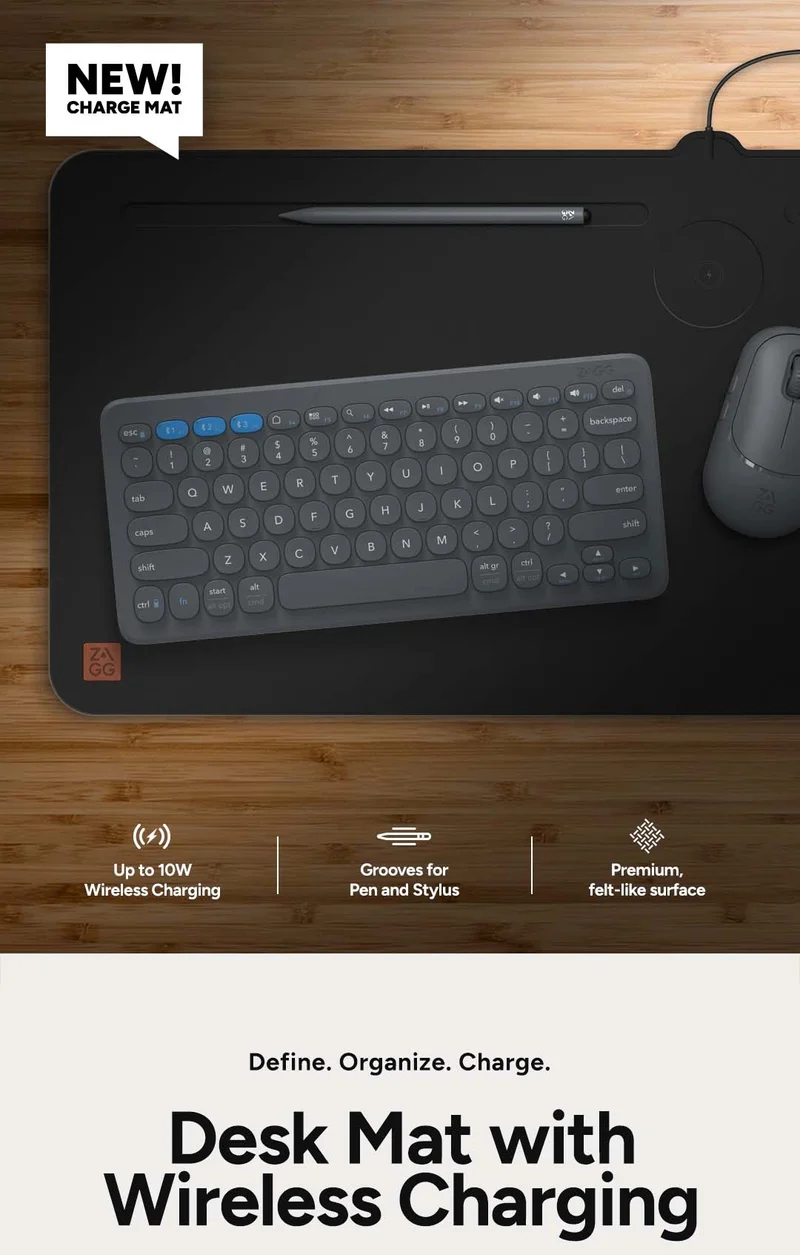 Define. Organize. Charge. Desk Mat with Wireless Charging