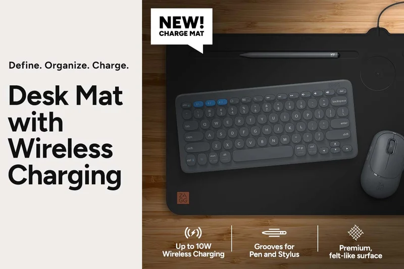 Define. Organize. Charge. Desk Mat with Wireless Charging