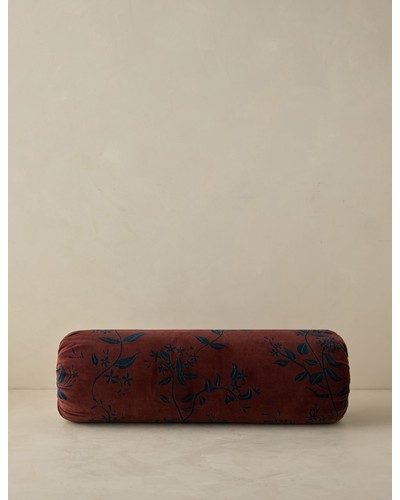 Carmine Velvet Bolster Pillow-Sangria