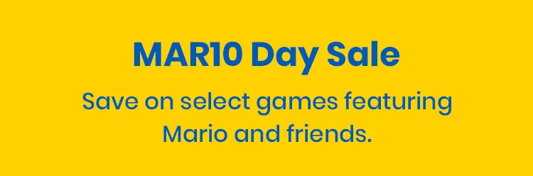 discount code Day Sale Save on select games featuring Mario and friends.