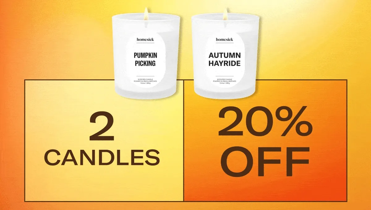 2 Candles, 20% Off | 3 Candles, 25% Off | 4 Candles, 35% Off