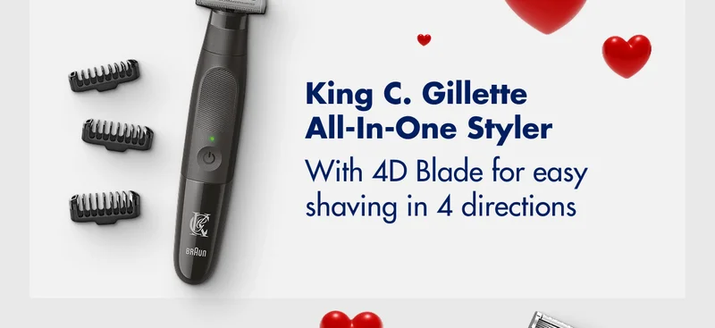 King C. Gillette All-In-One Styler - With 4D Blade for easy shaving in 4 directions King C. Gillette All-In-One Styler - With 4D Blade for easy shaving in 4 directions