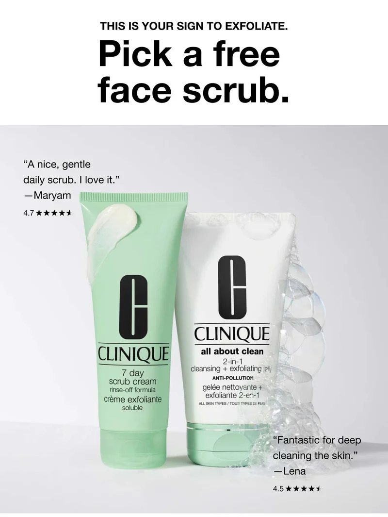 This is your sign to exfoliate. Pick a free face scrub.