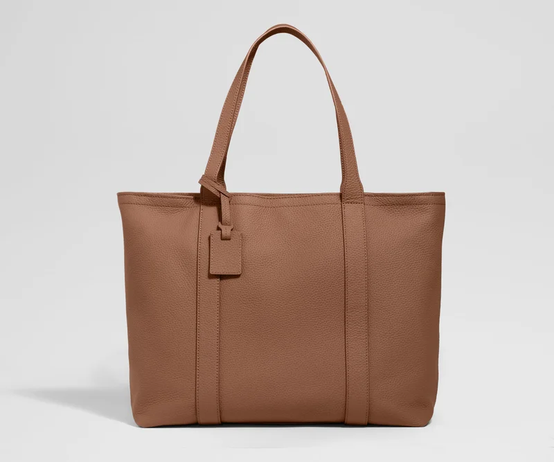 Image of Leather Tote in Saddle Brown