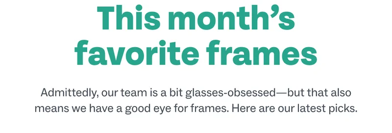 This month's favorite frames