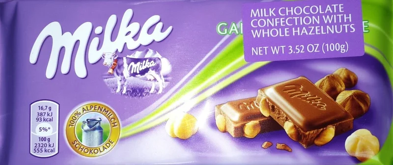 Image of Milka Milk Chocolate with Whole Hazelnuts