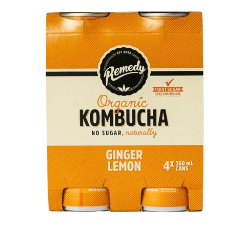 Image of Remedy Organic Ginger Lemon Kombucha (4 Pack)