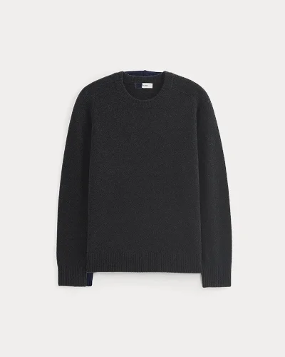Image | Midweight Cashmere Crew | Heathered Black