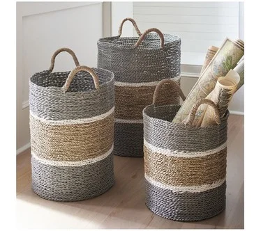 Grandin Road Set of 3 Jambi Baskets