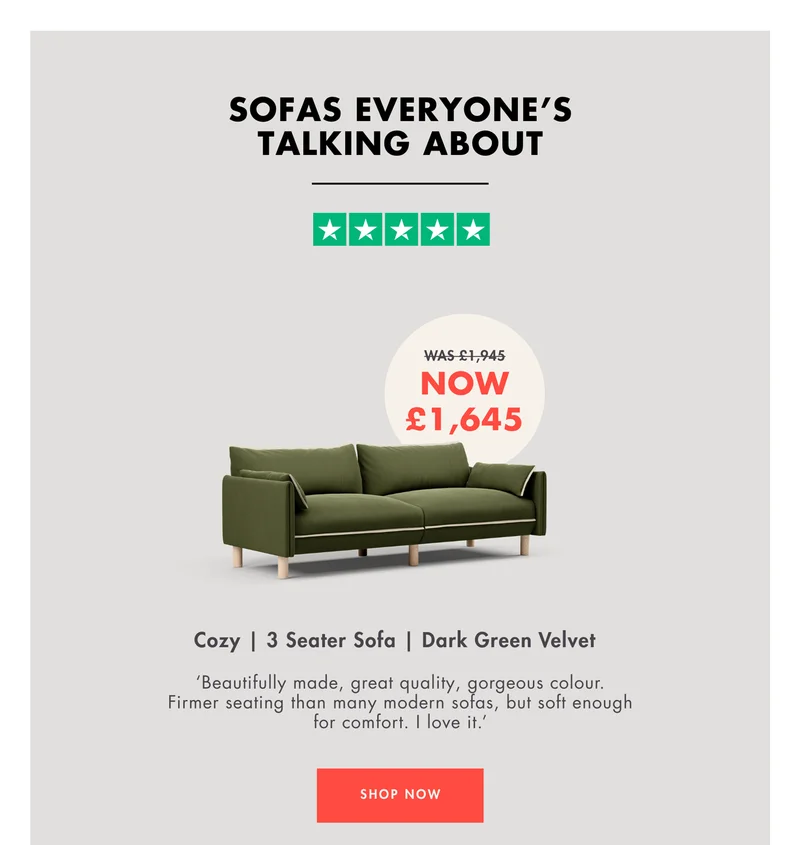Cozy | 3 Seater | Dark Green Velvet