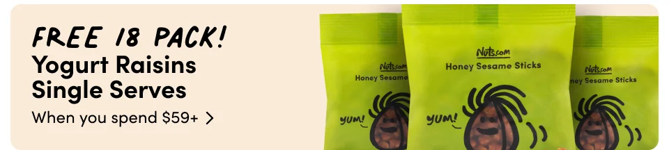 FREE 18 pack! Yogurt Raisins  Single Serves When you spend $59+