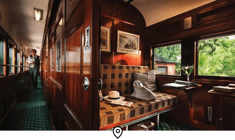 Image Description: Interior of a Pullman suite in the vintage Rovos Rail train