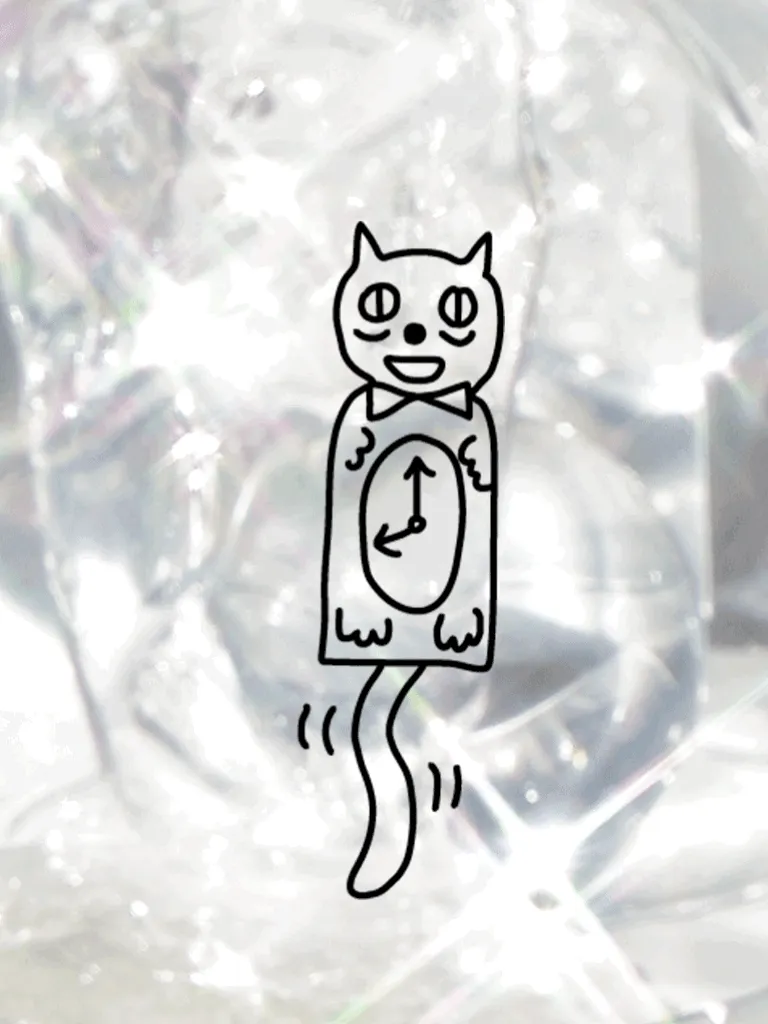 An animated ticking cat clock
