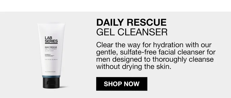 DAILY RESCUE GEL CLEASNER | Clear the way for hydration with our gentle, sulfate-free facial cleanser for men designed to thoroughly cleanse without drying the skin | SHOP NOW