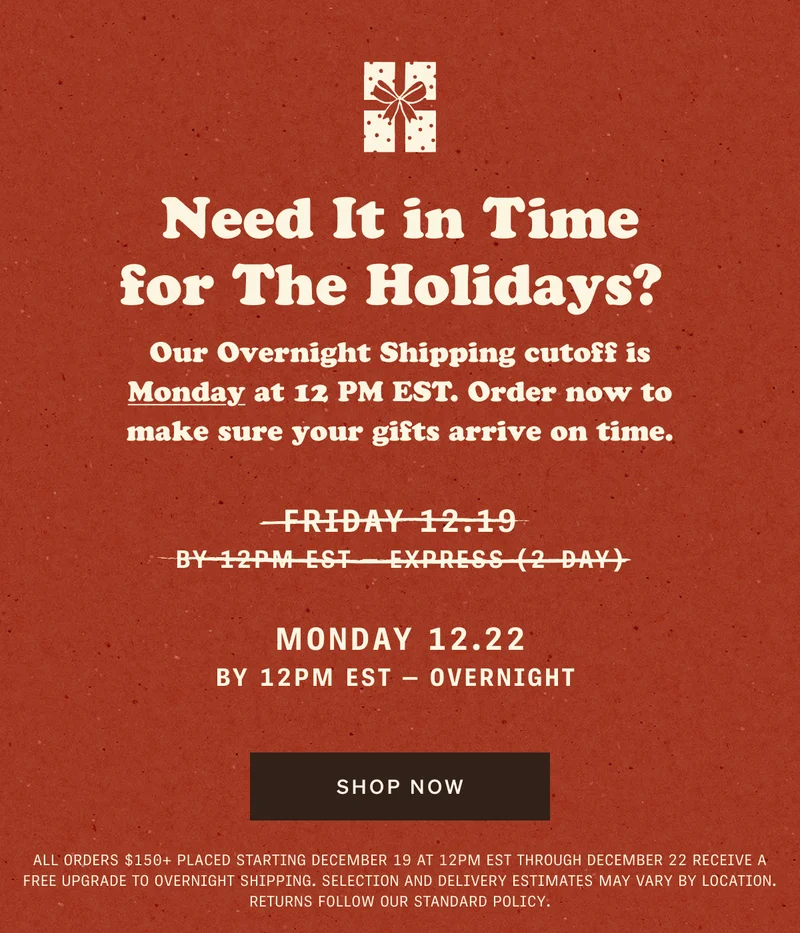 Need It in Time for The Holldays? Shop Now