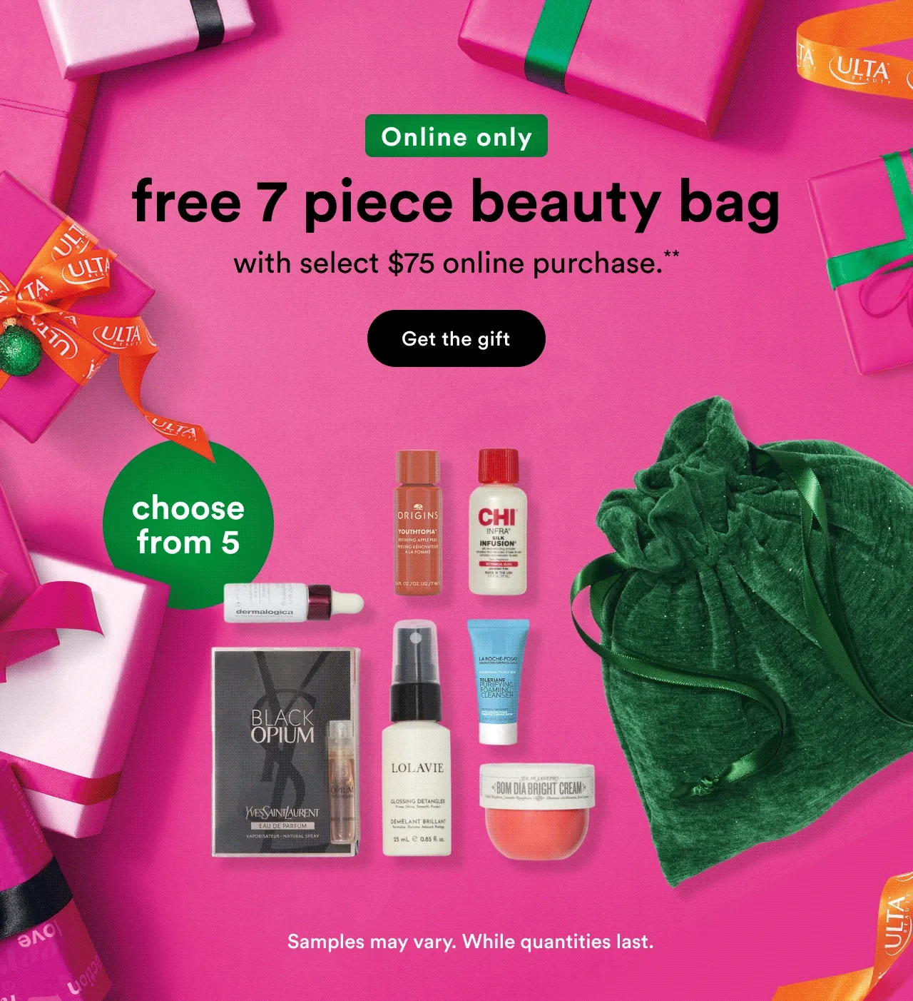 Free 7 piece gift with $75 online purchase