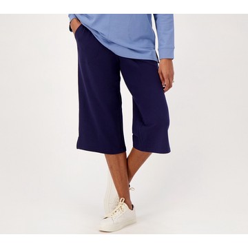 Denim & Co. Active French Terry Capri Wide Leg w/ Side Slit