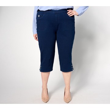 Quacker Factory DreamJeannes Regular Mini Faux Pearl Capri Pant