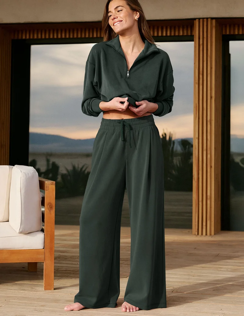 Image of Luxe Sandwash Double Knit Wide Leg Pant