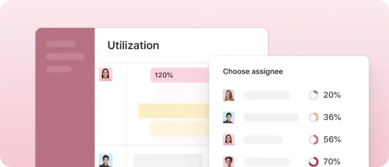 Utilization product screenshot against pink background