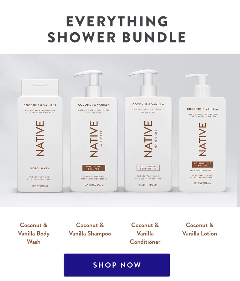 Everything Shower Bundle | Coconut & Vanilla Body Wash | Coconut & Vanilla Shampoo | Coconut & Vanilla Conditioner | Coconut & Vanilla Lotion | SHOP NOW