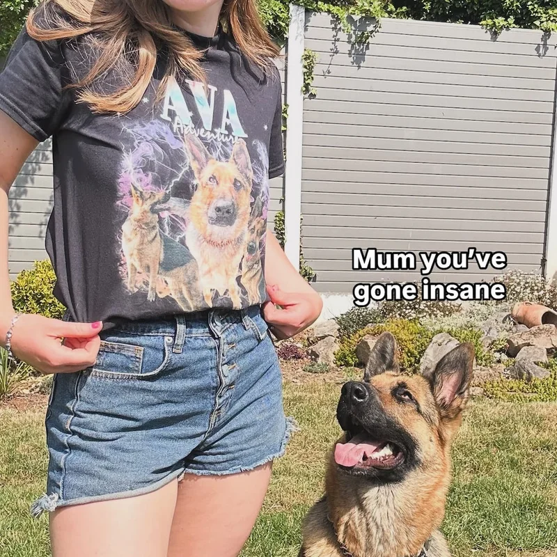 Instagram photo of a dog mum and her german shepherd