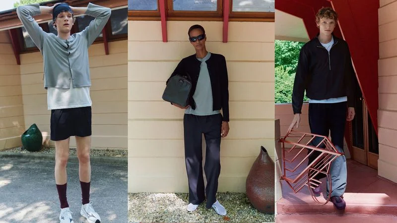 Three models from the latest Literary Sport fall 2025 lookbook.