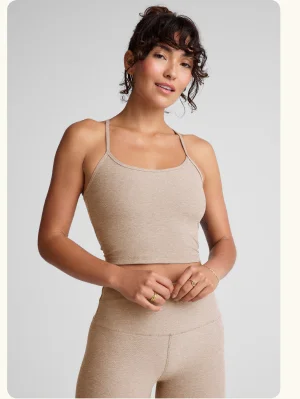 Spacedye Slim Racerback Cropped Tank in Sand Swept Heather