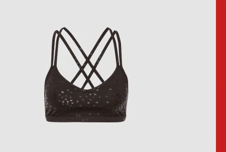 Hearts Double Back Bra in Black-Shiny Black Hearts