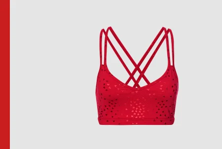 Hearts Double Back Bra in Candy Apple Red-Shiny Hearts