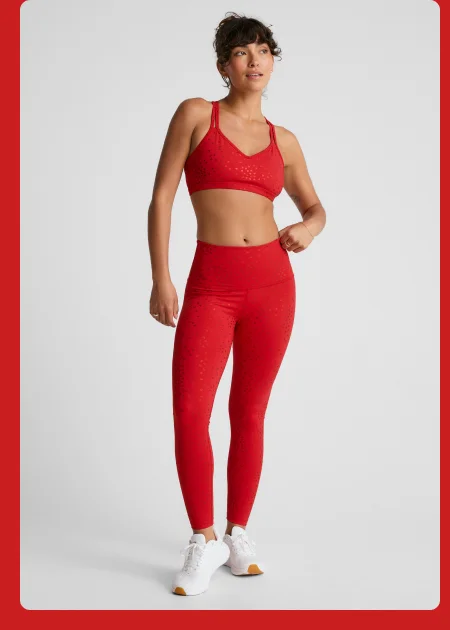 Hearts PowerShine High Waisted Midi Legging in Candy Apple Red-Shiny Hearts