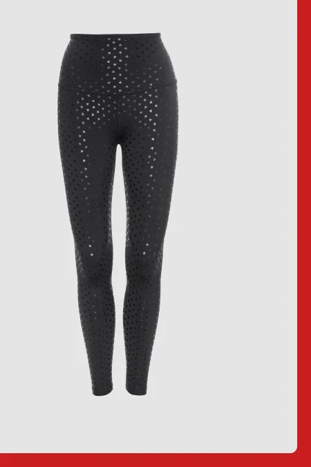 Hearts PowerShine High Waisted Midi Legging in Black-Shiny Black Hearts