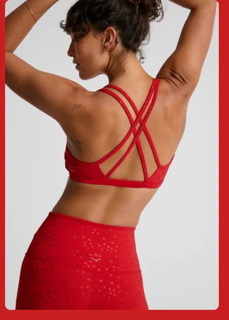 Hearts Double Back Bra in Candy Apple Red-Shiny Hearts