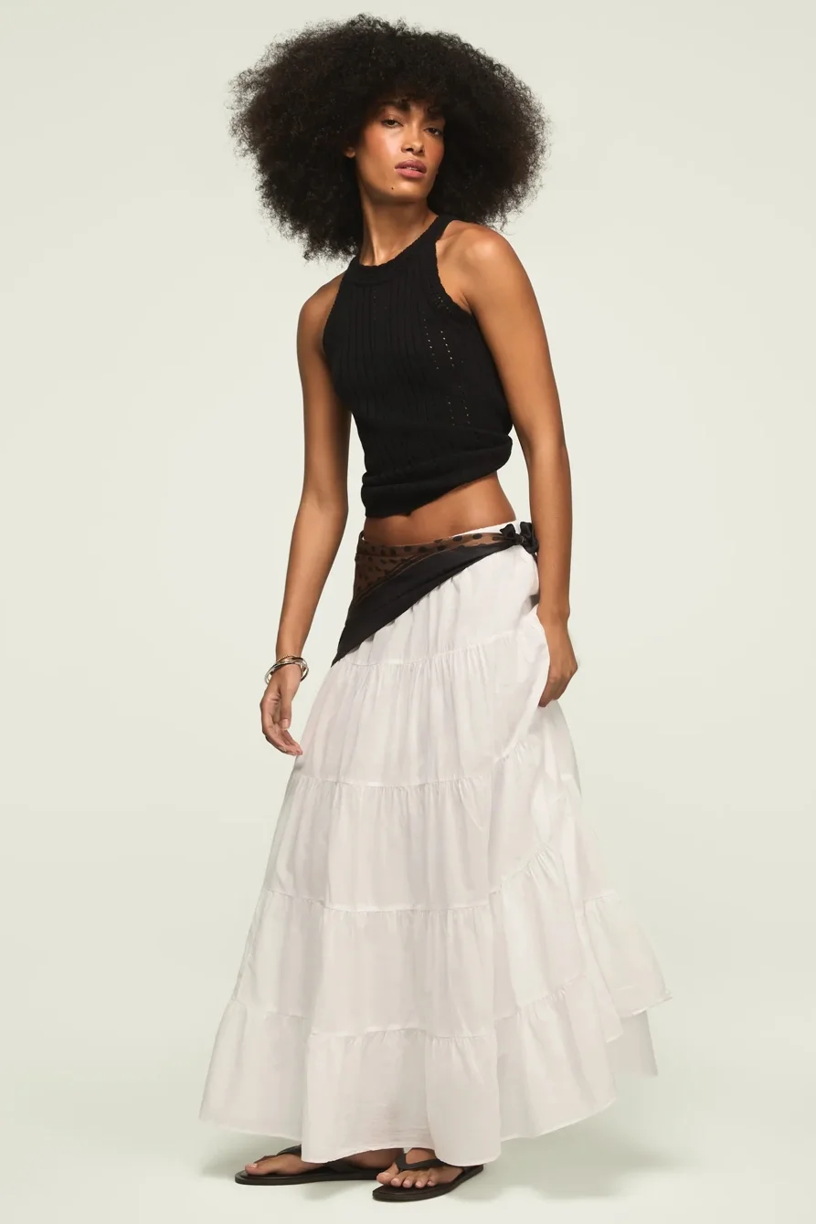 Image of Lucky Brand Tiered Maxi Skirt - Women's Skirts in Bright White