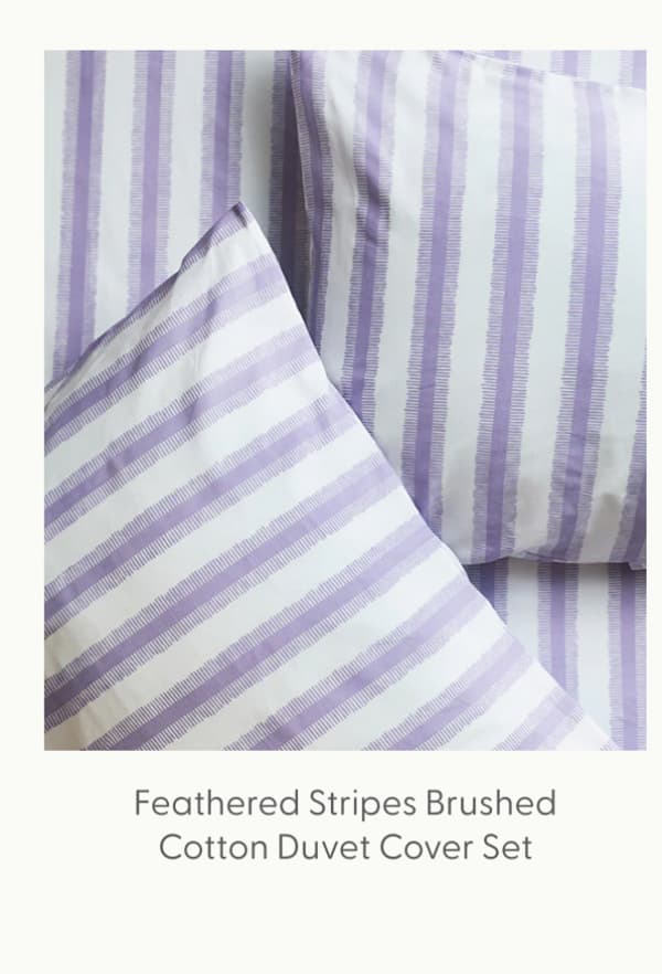Feathered Stripes Brushed Cotton Duvet Cover Set