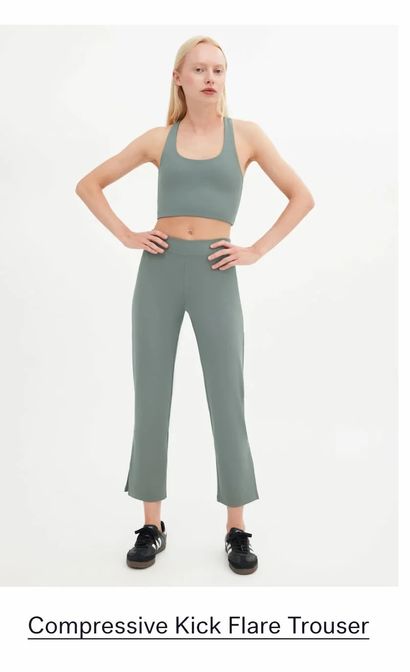 girlfriend collective compressive kick flare trouser