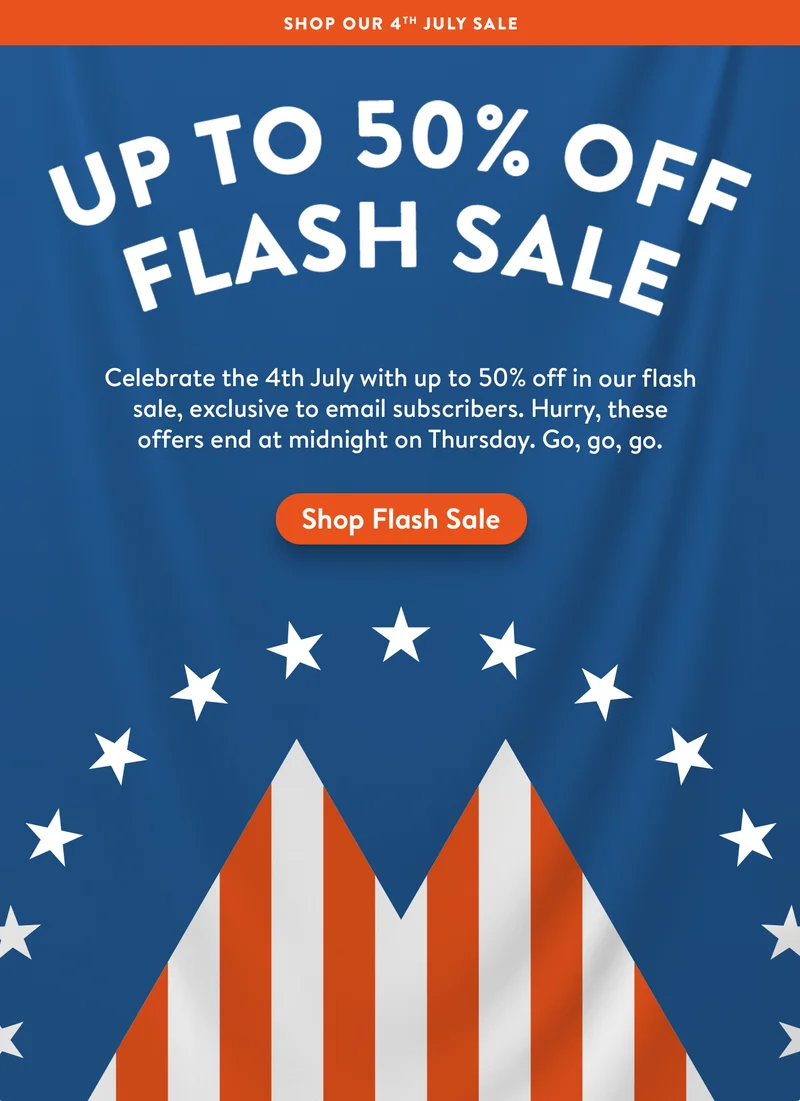 50% off Flash sale
