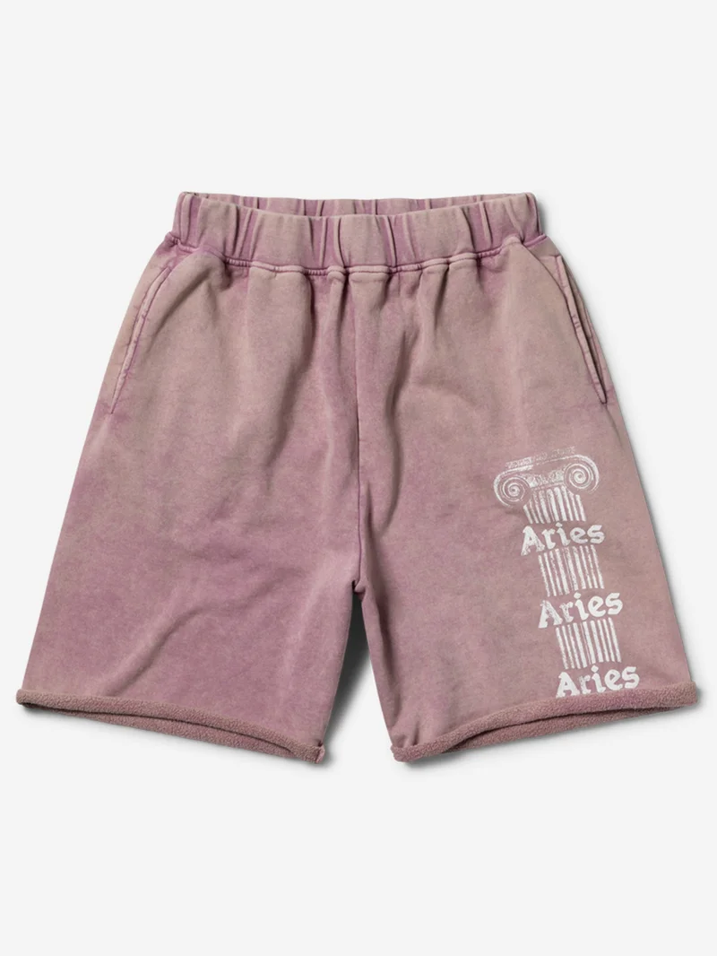 Image of Aries Aged Ancient Column Sweatshort - Pink